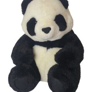 A&A Panda Bear Realistic Plush Black White 11.5" VTG Stuffed Animal Soft Cuddly